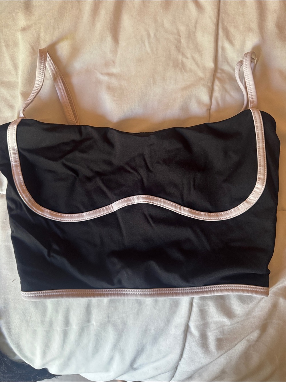 Black & white athletic crop Top
